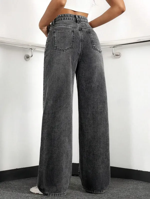 Dark_Grey_High_Rise_Denim_Blend_Jeans_For_Women