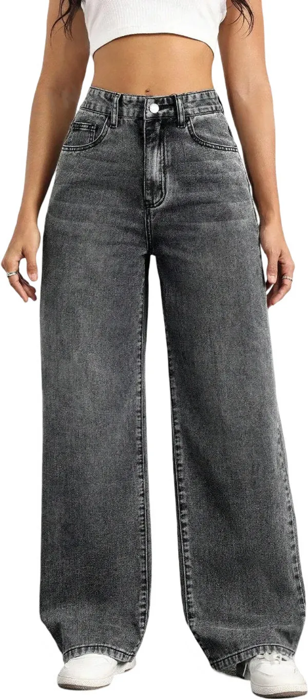 Dark_Grey_High_Rise_Denim_Blend_Jeans_For_Women