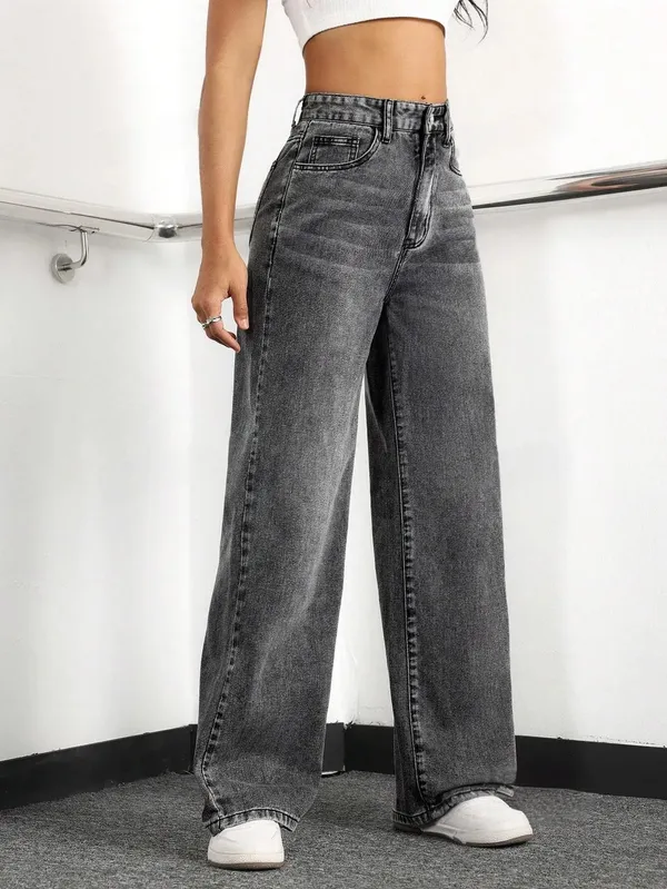 Dark_Grey_High_Rise_Denim_Blend_Jeans_For_Women