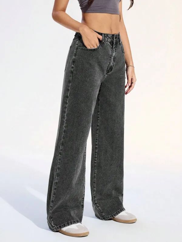 Dark_Grey_High_Rise_Denim_Blend_Jeans_For_Women