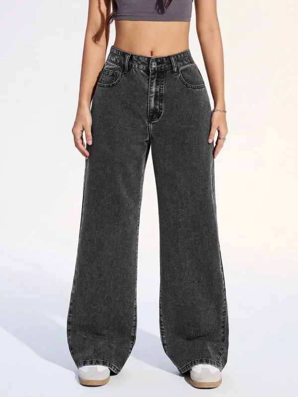 Dark_Grey_High_Rise_Denim_Blend_Jeans_For_Women