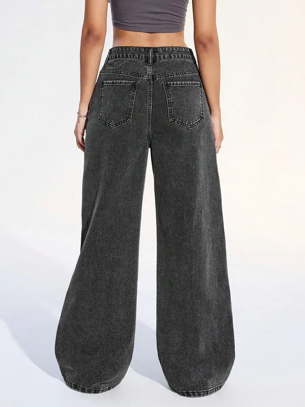 Dark_Grey_High_Rise_Denim_Blend_Jeans_For_Women