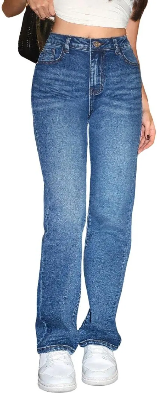 Blue_High_Rise_Denim_Blend_Jeans_For_Women