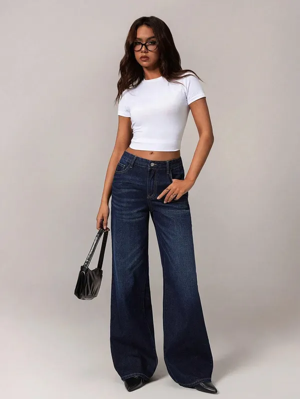 Dark_Blue_High_Rise_Denim_Blend_Jeans_For_Women