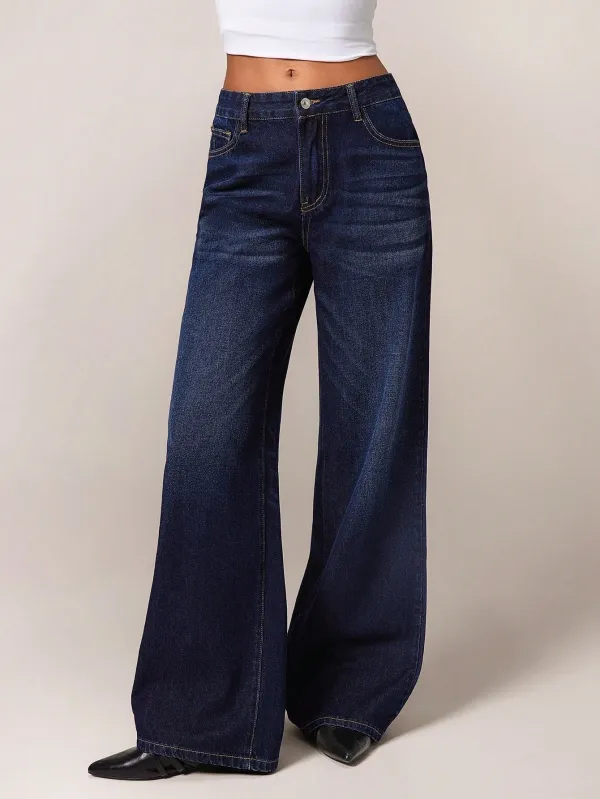 Dark_Blue_High_Rise_Denim_Blend_Jeans_For_Women