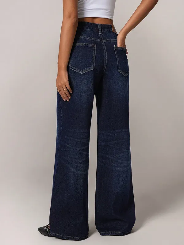 Dark_Blue_High_Rise_Denim_Blend_Jeans_For_Women