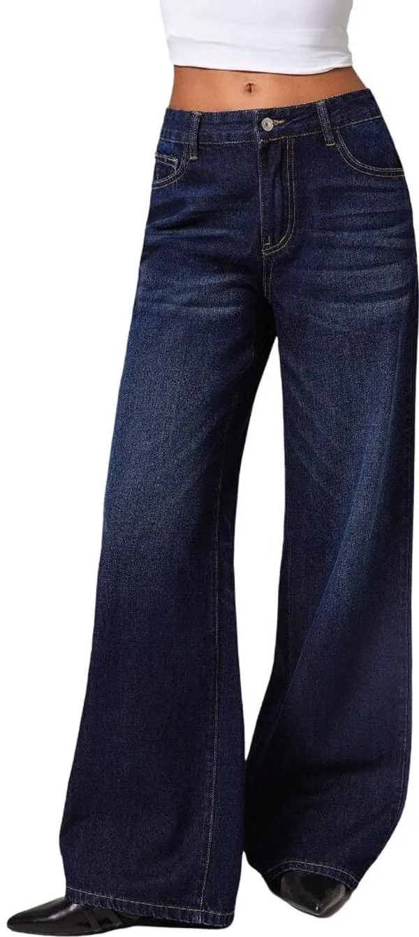 Dark_Blue_High_Rise_Denim_Blend_Jeans_For_Women
