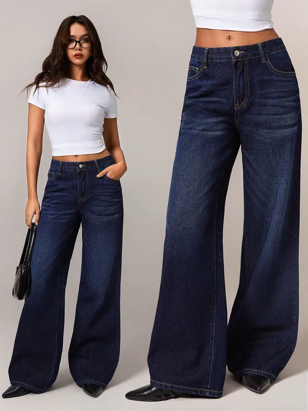 Dark_Blue_High_Rise_Denim_Blend_Jeans_For_Women