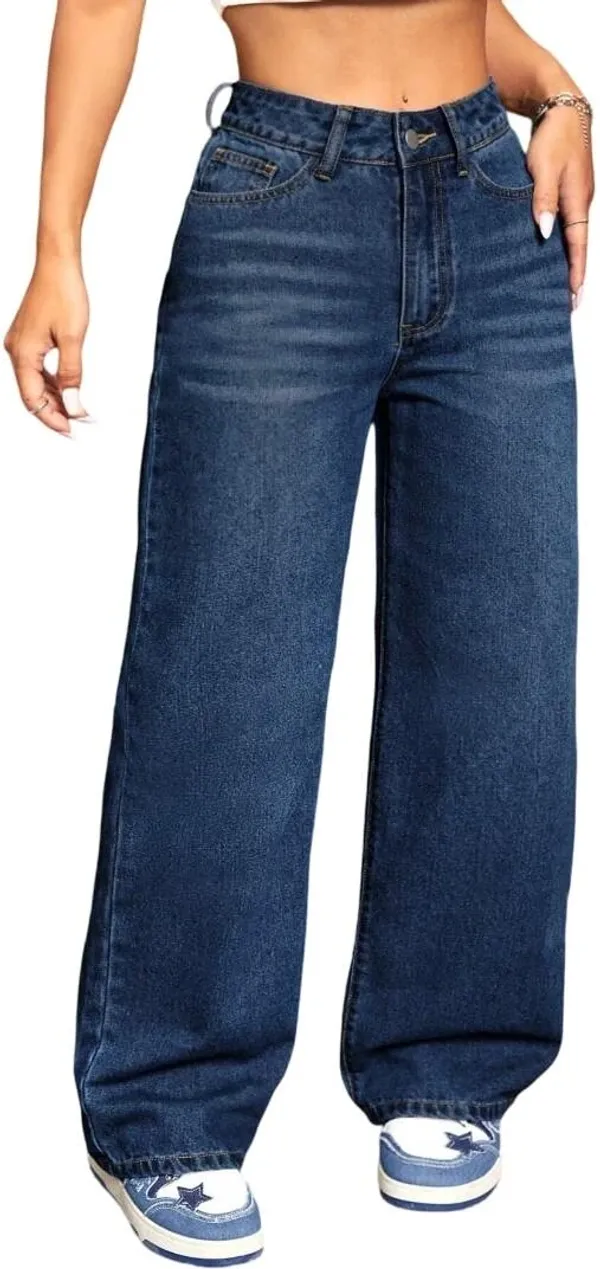 Dark_Blue_High_Rise_Denim_Blend_Jeans_For_Women