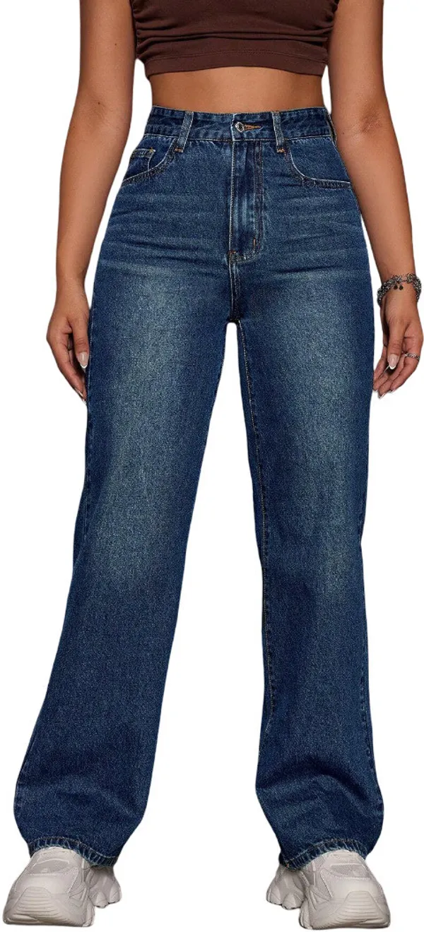 Dark_Blue_High_Rise_Denim_Blend_Jeans_For_Women