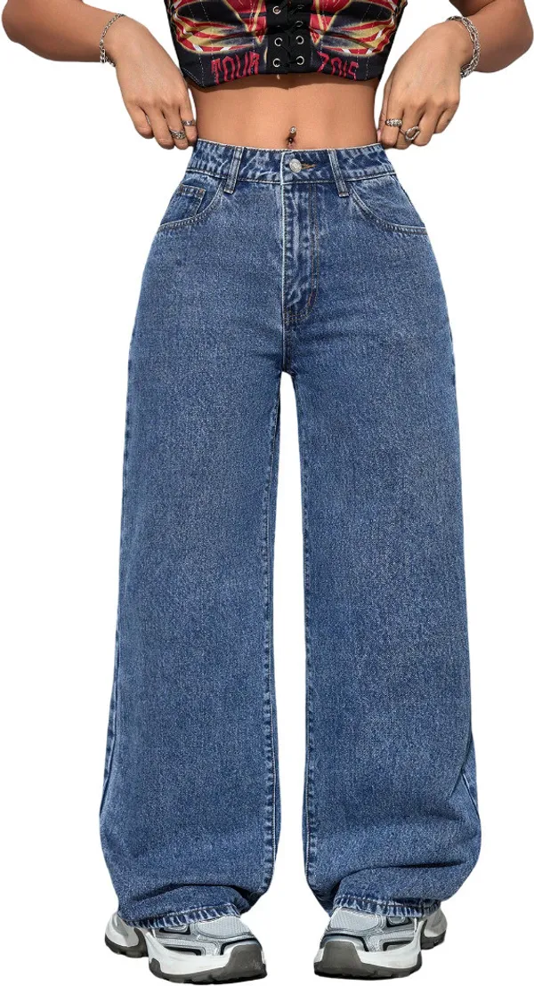Blue_High_Rise_Denim_Blend_Jeans_For_Women