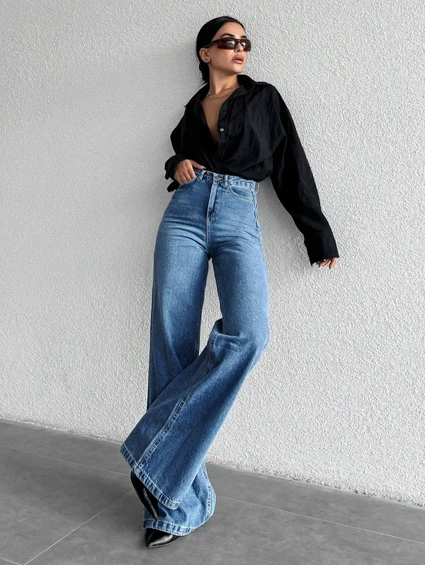 Blue_High_Rise_Denim_Blend_Jeans_For_Women