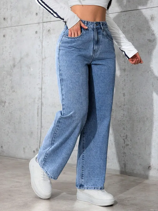 Blue_High_Rise_Denim_Blend_Jeans_For_Women