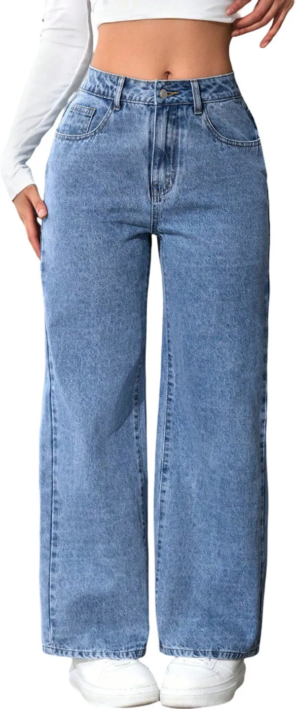 Blue_High_Rise_Denim_Blend_Jeans_For_Women