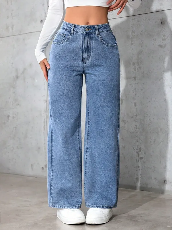 Blue_High_Rise_Denim_Blend_Jeans_For_Women