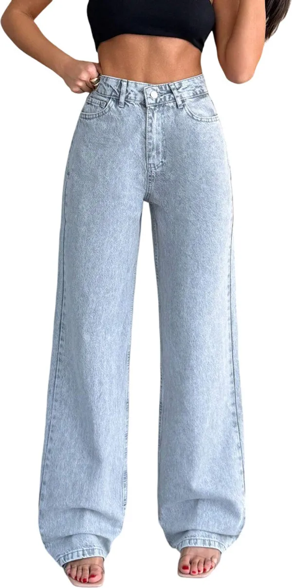 Light_Blue_High_Rise_Denim_Blend_Jeans_For_Women