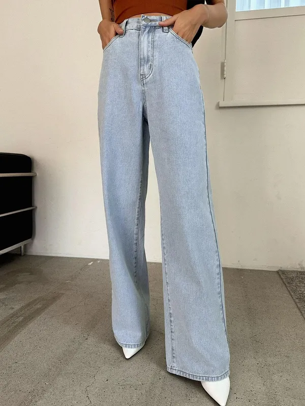 Light_Blue_High_Rise_Denim_Blend_Jeans_For_Women