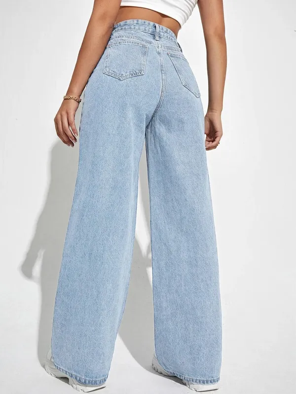 Light_Blue_High_Rise_Denim_Blend_Jeans_For_Women
