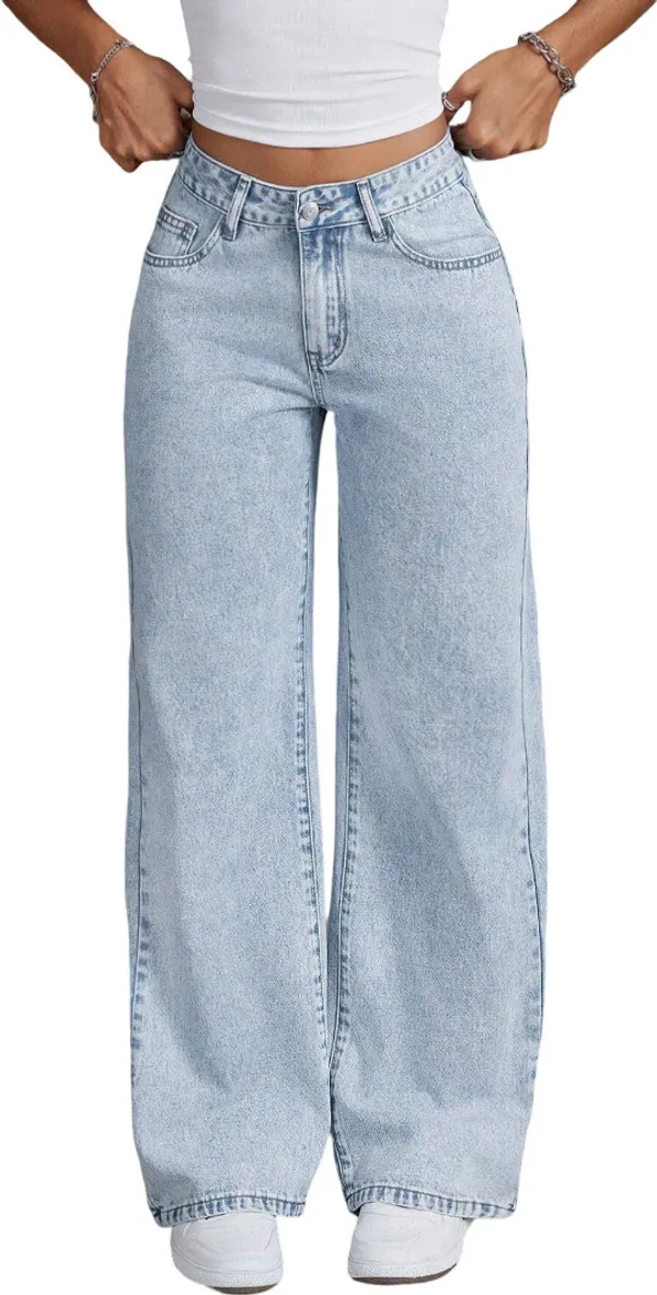 Light_Blue_High_Rise_Denim_Blend_Jeans_For_Women