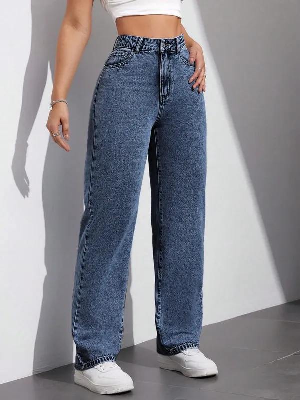 Dark_Blue_High_Rise_Denim_Blend_Jeans_For_Women