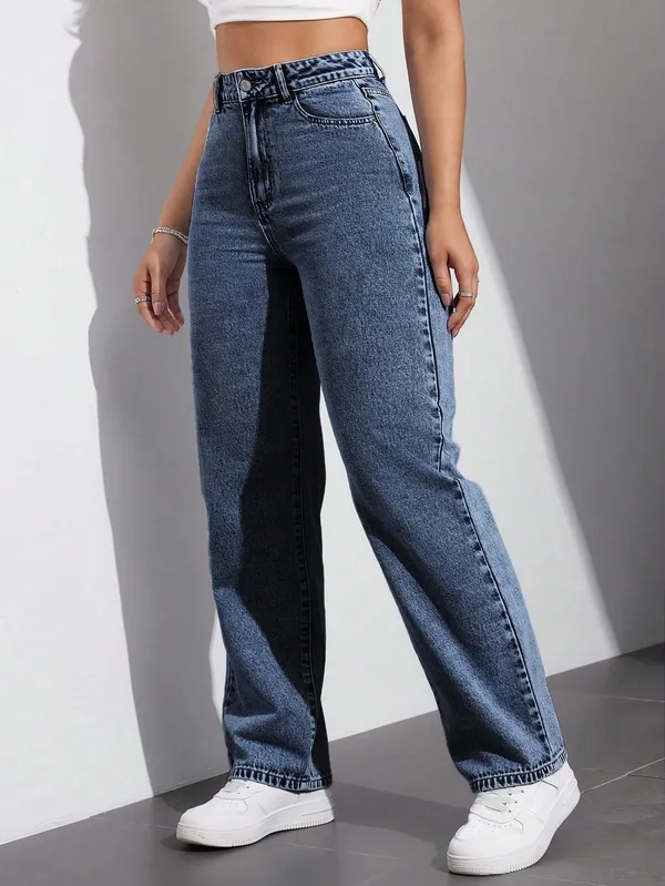 Dark_Blue_High_Rise_Denim_Blend_Jeans_For_Women