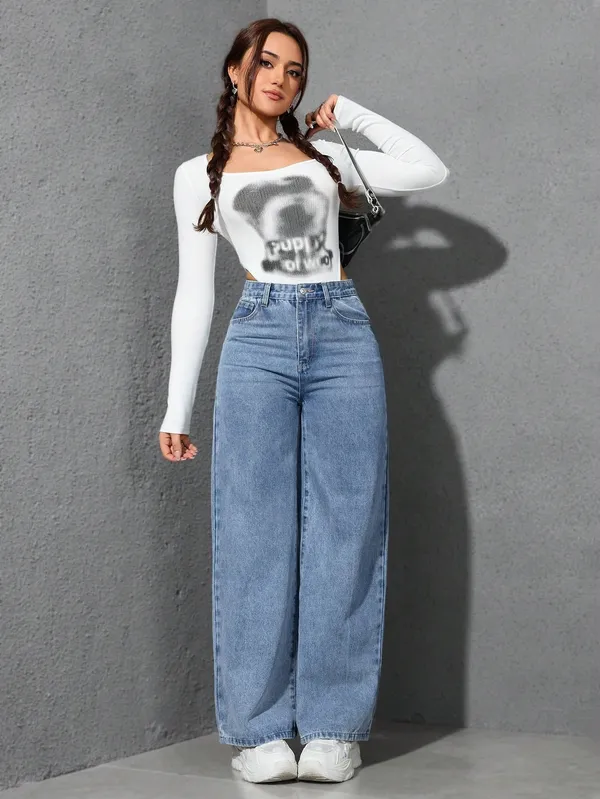 Dark_Blue_High_Rise_Denim_Blend_Jeans_For_Women