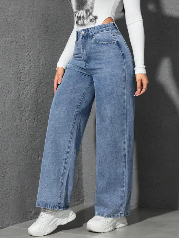 Dark_Blue_High_Rise_Denim_Blend_Jeans_For_Women