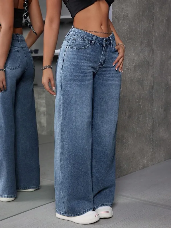 Blue_High_Rise_Denim_Blend_Jeans_For_Women