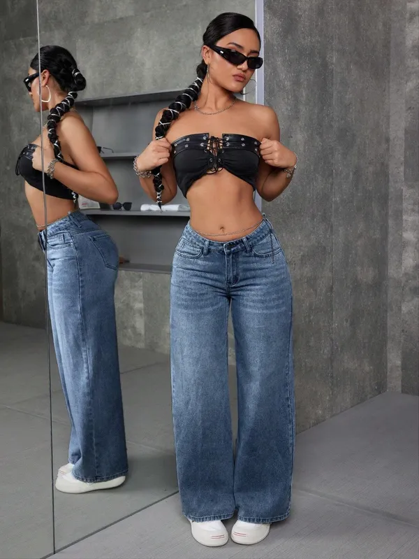 Blue_High_Rise_Denim_Blend_Jeans_For_Women