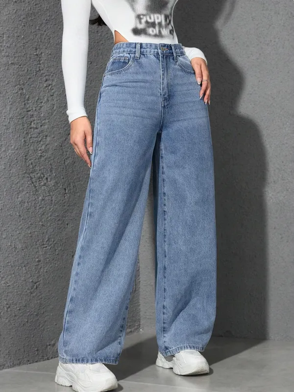Blue_High_Rise_Denim_Blend_Jeans_For_Women