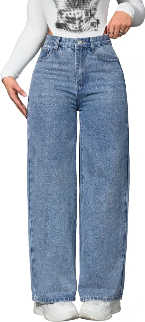 Blue_High_Rise_Denim_Blend_Jeans_For_Women