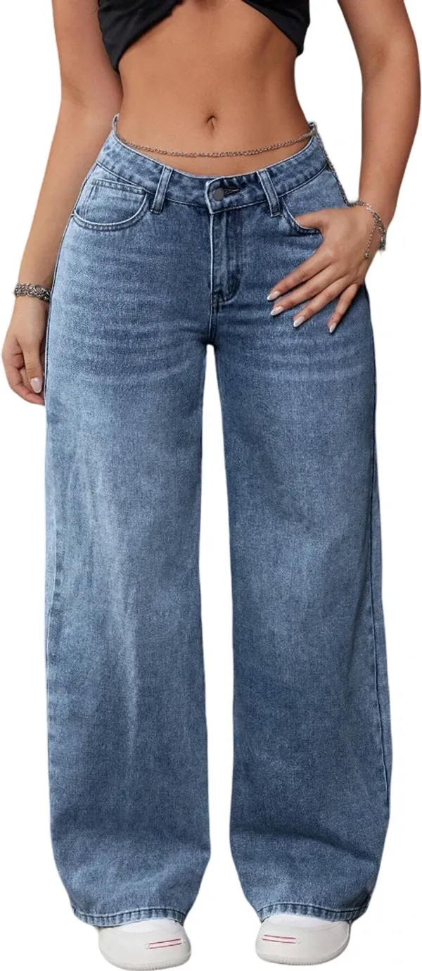 Blue_High_Rise_Denim_Blend_Jeans_For_Women