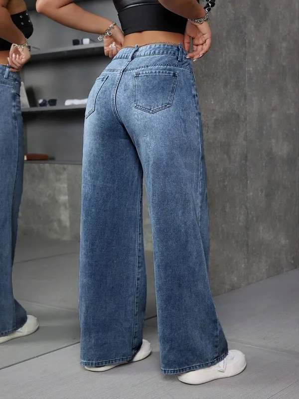 Blue_High_Rise_Denim_Blend_Jeans_For_Women