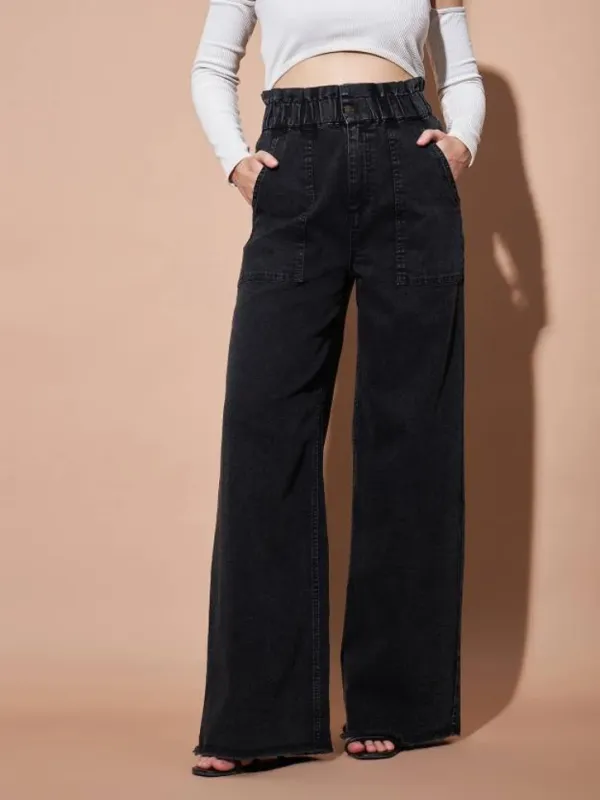 Black_High_Rise_Denim_Blend_Jeans_For_Women