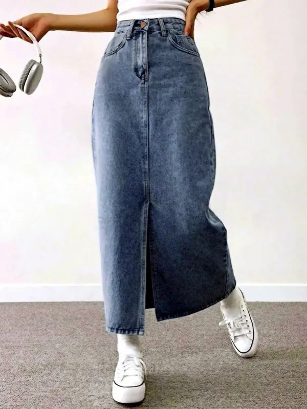 Blue_Denim_Regular_Solid_Skirt_For_Women
