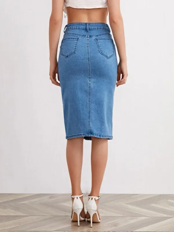 Light_Blue_Denim_Regular_Solid_Skirt_For_Women