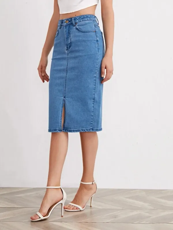 Light_Blue_Denim_Regular_Solid_Skirt_For_Women