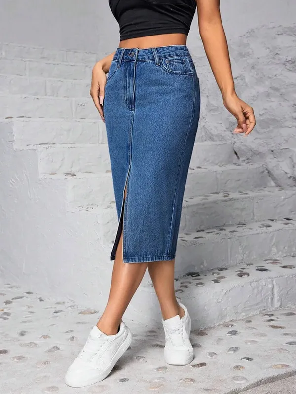 Dark_Blue_Denim_Regular_Solid_Skirt_For_Women