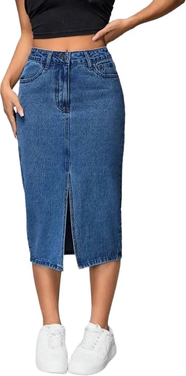 Dark_Blue_Denim_Regular_Solid_Skirt_For_Women