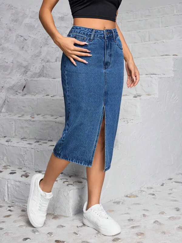 Dark_Blue_Denim_Regular_Solid_Skirt_For_Women