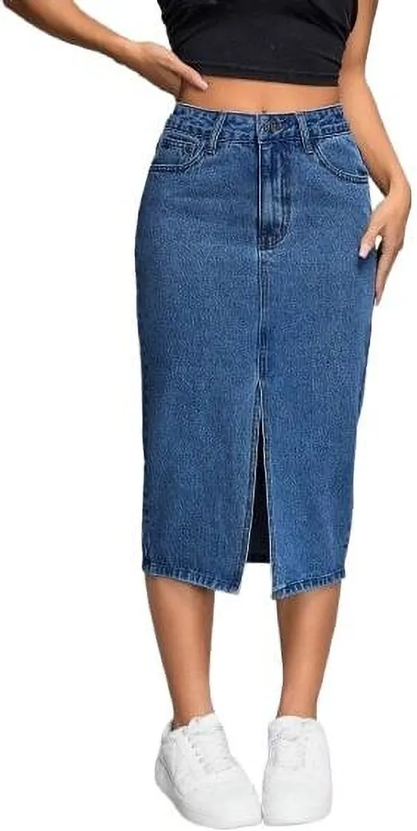 Dark_Blue_Denim_Regular_Solid_Skirt_For_Women