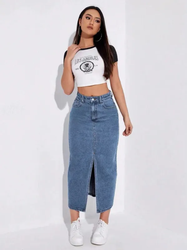 Blue_Denim_Regular_Solid_Skirt_For_Women