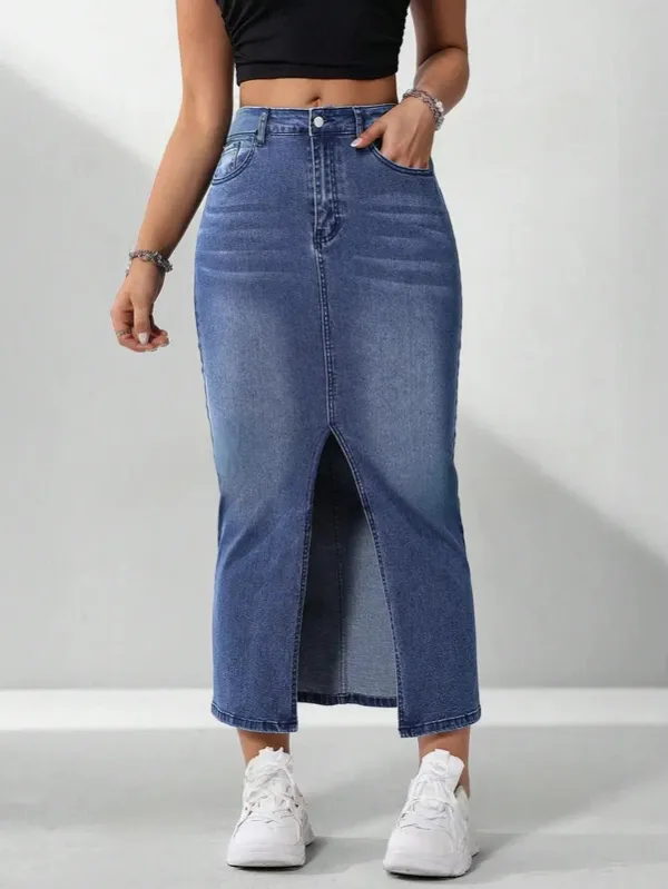 Dark_Blue_Denim_Regular_Solid_Skirt_For_Women