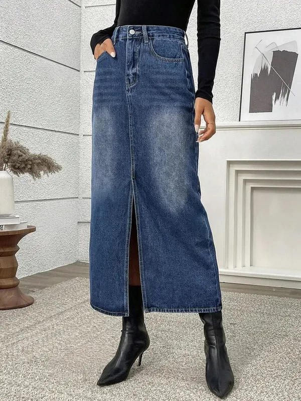 Dark_Blue_Denim_Regular_Solid_Skirt_For_Women