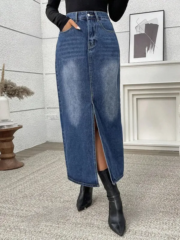Dark_Blue_Denim_Regular_Solid_Skirt_For_Women
