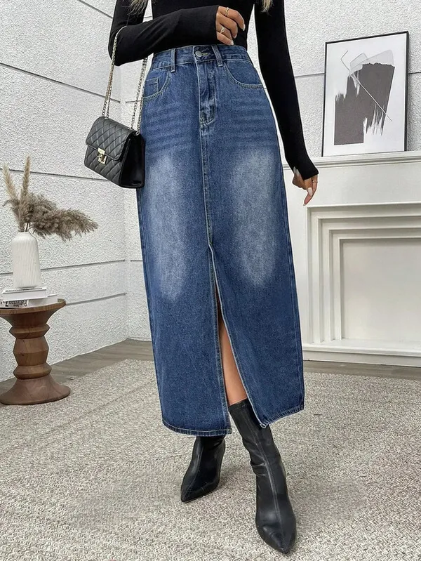 Dark_Blue_Denim_Regular_Solid_Skirt_For_Women