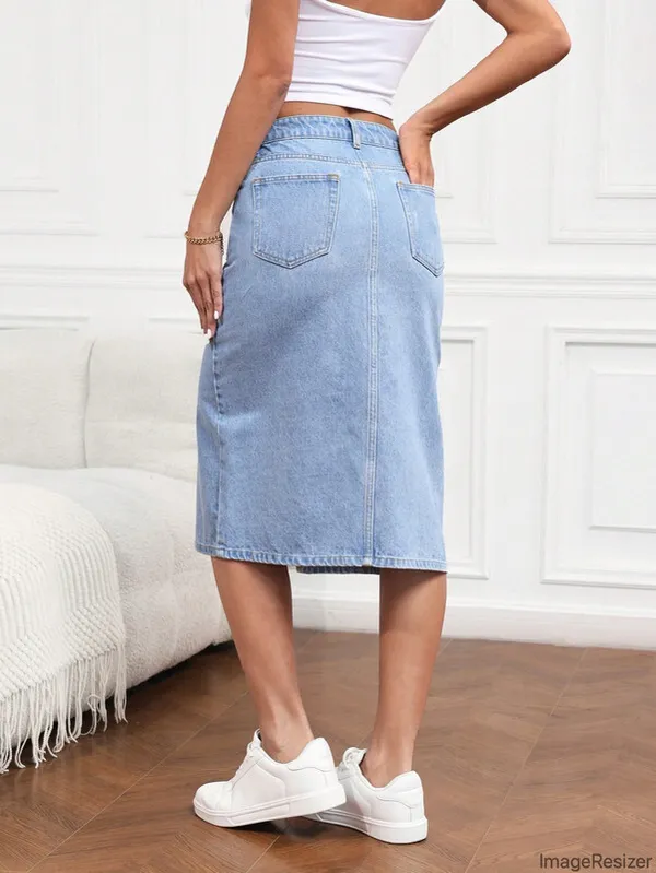 Light_Blue_Denim_Regular_Solid_Skirt_For_Women