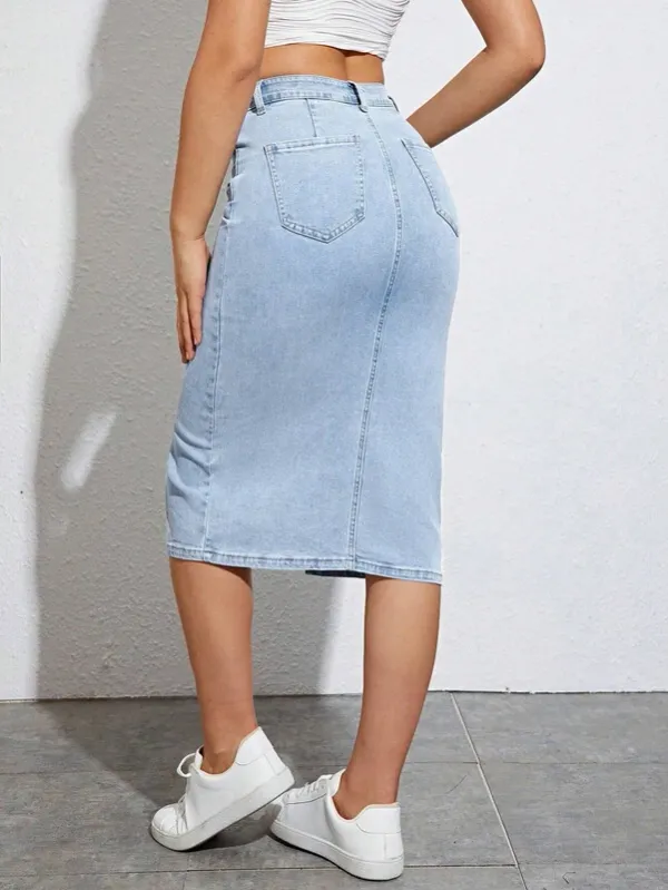 Blue_Denim_Regular_Solid_Skirt_For_Women