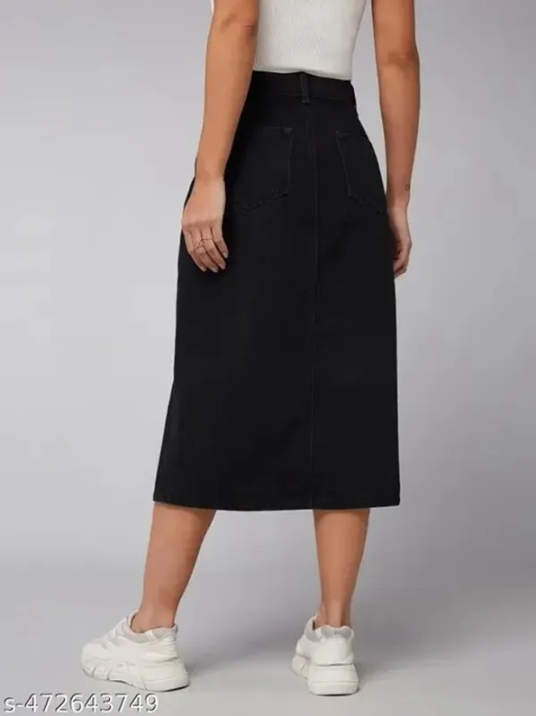 Black_Denim_Regular_Solid_Skirt_For_Women