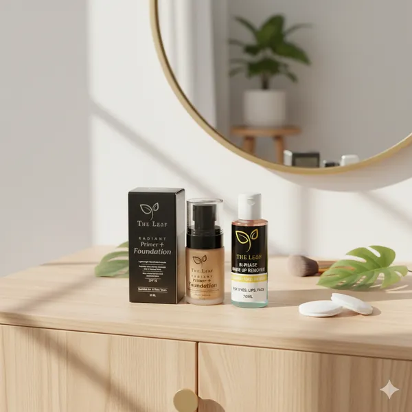 COMBO__The_Leaf_Radiant_Primer_+_Foundation(ALMOND_GLOW)_&The_Leaf_Bi-Phase_Make_Up_Remover..